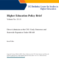 Cover page of Direct Admission at the CSU: Early Outcomes and Statewide Expansion Under SB 640