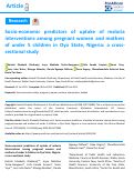 Cover page: Socio-economic predictors of uptake of malaria interventions among pregnant women and mothers of under 5 children in Oyo State, Nigeria: a cross-sectional study.