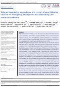 Cover page: Veteran knowledge, perceptions, and receipt of care following visits to VA emergency departments for ambulatory care sensitive conditions