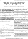 Cover page: Achievable Rates of Full-Duplex MIMO Radios in Fast Fading Channels With Imperfect Channel Estimation