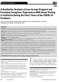 Cover page: A Qualitative Analysis of Low-Income Pregnant and Parenting Caregivers Experiences With Home Visiting in California During the First 2 Years of the COVID-19 Pandemic.
