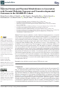 Cover page: Maternal Serum and Placental Metabolomes in Association with Prenatal Phthalate Exposure and Neurodevelopmental Outcomes in the MARBLES Cohort