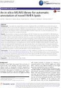 Cover page: An in silico MS/MS library for automatic annotation of novel FAHFA lipids