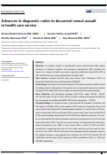 Cover page: Advances in diagnostic codes to document sexual assault in health care service.