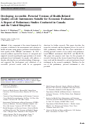 Cover page: Developing Accessible, Pictorial Versions of Health-Related Quality-of-Life Instruments Suitable for Economic Evaluation: A Report of Preliminary Studies Conducted in Canada and the United Kingdom