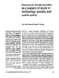 Cover page: Electronic funds transfer as a subject of study in technology, society and public policy