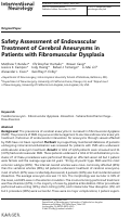 Cover page: Safety Assessment of Endovascular Treatment of Cerebral Aneurysms in Patients with Fibromuscular Dysplasia