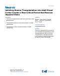 Cover page: Inhibitory Neuron Transplantation into Adult Visual Cortex Creates a New Critical Period that Rescues Impaired Vision