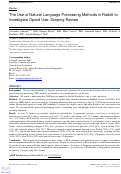 Cover page: The Use of Natural Language Processing Methods in Reddit to Investigate Opioid Use: Scoping Review