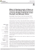 Cover page: Effect of Varying Levels of Glare on Contrast Sensitivity Measurements of Young Healthy Individuals Under Photopic and Mesopic Vision