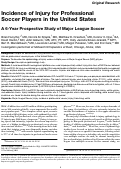 Cover page: Incidence of Injury for Professional Soccer Players in the United States: A 6-Year Prospective Study of Major League Soccer