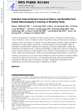 Cover page: Radiation-Induced Breast Cancer Incidence and Mortality From Digital Mammography Screening: A Modeling Study.