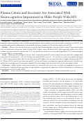 Cover page: Plasma Citrate and Succinate Are Associated With Neurocognitive Impairment in Older People With HIV.