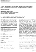 Cover page: Winter and summer nitrous oxide and nitrogen oxides fluxes from a seasonally snow-covered subalpine meadow at Niwot Ridge, Colorado