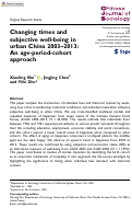 Cover page: Changing times and subjective well-being in urban China 2003–2013: An age-period-cohort approach