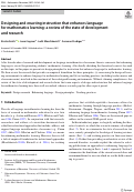 Cover page: Designing and enacting instruction that enhances language for mathematics learning: a review of the state of development and research