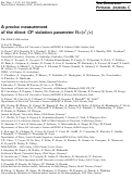 Cover page: A precise measurement of the direct CP violation parameter $$\mathrm{Re}(\varepsilon'/\varepsilon)$$