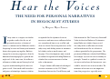 Cover page: Hear the Voices: The Need for Personal Narratives in Holocaust Studies