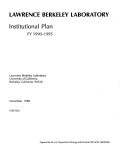 Cover page: Lawrence Berkeley Laboratory Preliminary Institutional Plan FY 1990-95