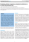 Cover page: Evaluating cultural competency and patient satisfaction in an urban dermatology clinic