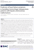Cover page: Predictors of heart failure symptoms in hereditary hemorrhagic telangiectasia patients with hepatic arteriovenous malformations