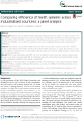 Cover page: Comparing efficiency of health systems across industrialized countries: a panel analysis