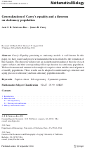 Cover page: A generalization of Carey's equality and a theorem on stationary population