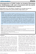 Cover page: Overexpression of CD97 confers an invasive phenotype in glioblastoma cells and is associated with decreased survival of glioblastoma patients.