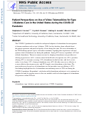 Cover page: Patient Perspectives on Use of Video Telemedicine for Type 1 Diabetes Care in the United States during the COVID-19 Pandemic