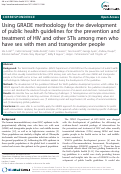 Cover page: Using GRADE methodology for the development of public health guidelines for the prevention and treatment of HIV and other STIs among men who have sex with men and transgender people