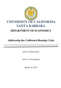Cover page: Addressing the California Housing Crisis