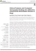 Cover page: Clinical Features and Computed Tomography Findings Are Utilized to Characterize Retrobulbar Disease in Dogs.