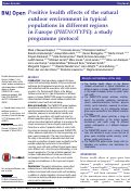 Cover page: Positive health effects of the natural outdoor environment in typical populations in different regions in Europe (PHENOTYPE): a study programme protocol