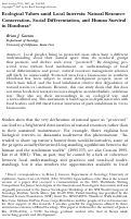 Cover page: "Ecological Values amid Local Interests: Natural Resource Conservation, Social Differentiation, and Human Survival in Honduras"