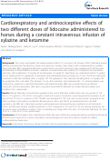 Cover page: Cardiorespiratory and antinociceptive effects of two different doses of lidocaine administered to horses during a constant intravenous infusion of xylazine and ketamine