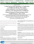 Cover page: Using School Staff Members to Implement a Childhood Obesity Prevention Intervention in Low-Income School Districts: the Massachusetts Childhood Obesity Research Demonstration (MA-CORD Project), 2012-2014.