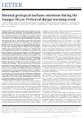 Cover page: Minimal geological methane emissions during the Younger Dryas-Preboreal abrupt warming event.