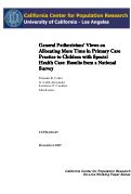 Cover page: General Pediatricians' Views on Allocating More Time in Primary Care Practice to Children with Special Health Care: Results from a National Survey