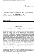 Cover page: Contemporary Hurdles in the Application of the Indian Child Welfare Act