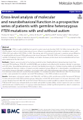 Cover page: Cross-level analysis of molecular and neurobehavioral function in a prospective series of patients with germline heterozygous PTEN mutations with and without autism