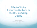 Cover page of Effect of Noise Reduction Methods in the ICU on Sleep Quality