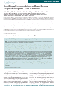 Cover page: Breast Biopsy Recommendations and Breast Cancers Diagnosed during the COVID-19 Pandemic