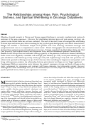 Cover page: The Relationships among Hope, Pain, Psychological Distress, and Spiritual Well-Being in Oncology Outpatients