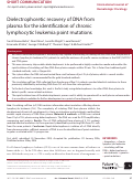 Cover page: Dielectrophoretic recovery of DNA from plasma for the identification of chronic lymphocytic leukemia point mutations