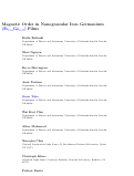 Cover page: Magnetic order in nanogranular iron germanium (Fe0.53Ge0.47) films.