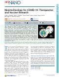 Cover page: Nanotechnology for COVID-19: Therapeutics and Vaccine Research