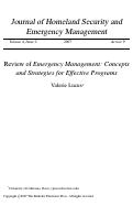 Cover page: Emergency management: Concepts and strategies for effective programs