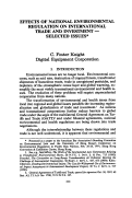 Cover page: Effects of National Environmental Regulation and International Trade and Investment - Selected Issues