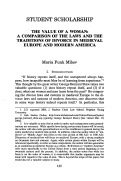 Cover page: The Value of a Woman: A Comparison of the Laws and the Traditions of Divorce in Medieval Europe and Modern America