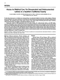Cover page: Access to Medical Care for Undocumented Latinos in a Southern California County